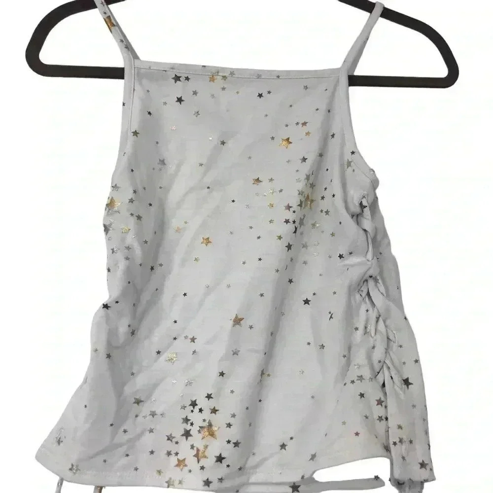 PINC SHIRT GIRLS XL PREMIUM WHITE GOLD SILVER STAR TANK TOP STYLE 22880K - Picture 9 of 13